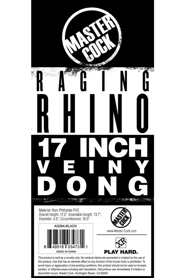 Raging Rhino 17 Inch Veiny Dildo Black Sd Anal