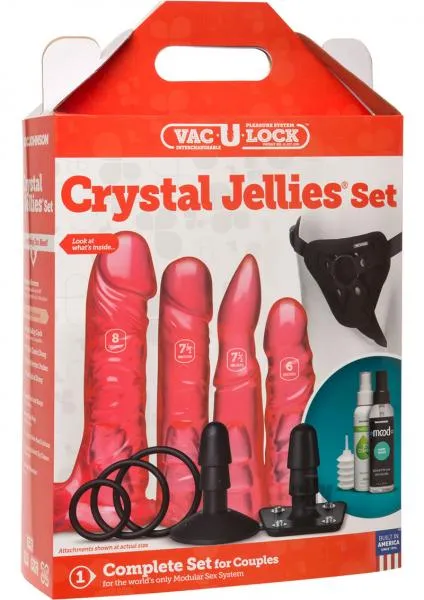 Vac U Lock Crystal Jellies Set Pink Doc Johnson Dildos Vac U Lock Crystal Jellies Set Pink Doc Johnson Dildos