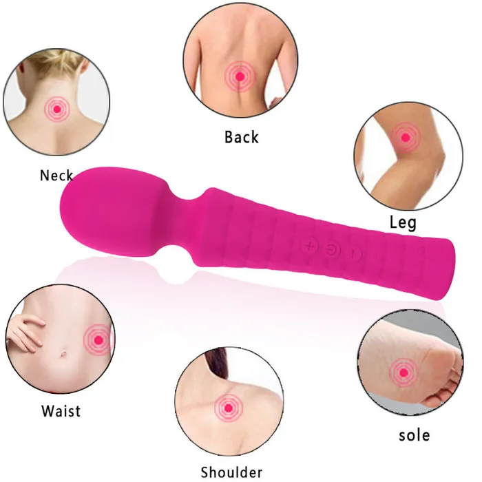 HC Vibrators HC 8x5 Wand Massager Vibrator USB Rechargeable Rose