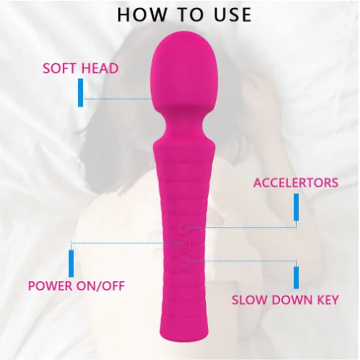 HC Vibrators HC 8x5 Wand Massager Vibrator USB Rechargeable Rose