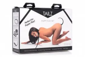 Anal Williams Trading Tailz Puppy Play Set Silicone Bone Gag Tail Anal Plug and Collar