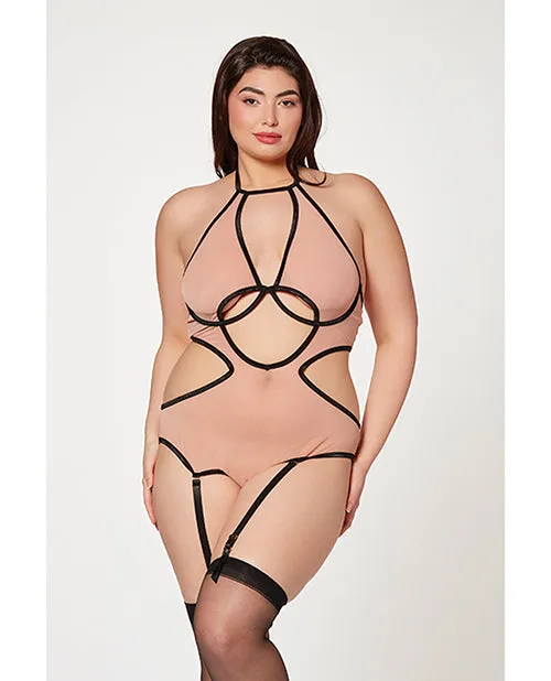 Seven til Midnight Costume Vibrators Mesh Cut Out Halter Teddy Qn