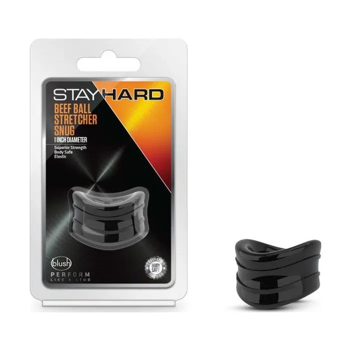 Stay Hard Anal Stay Hard Beef Ball Stretcher Snug 1inch Black