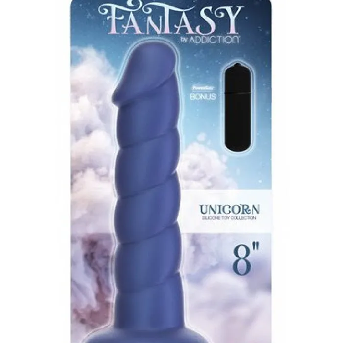 Anal BMS Enterprises Fantasy Blue Unicorn Horn 8 Inch Silicone Dildo