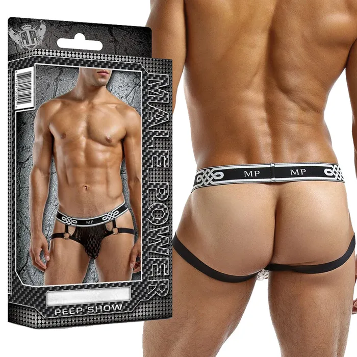 Anal Male Power Mp Peep Show Ring Jock Strap Black Lx