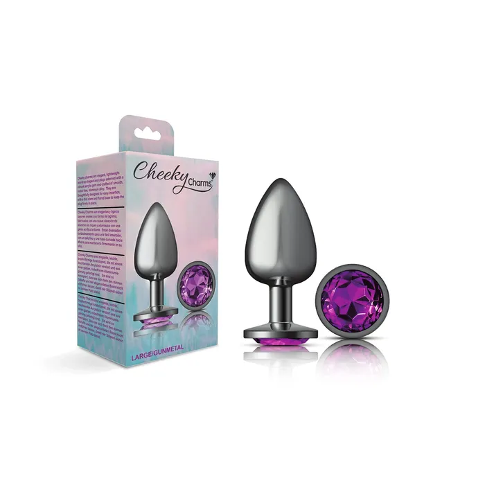 Anal Viben Cheeky Charms Round Purple Large Gunmetal Butt Plug