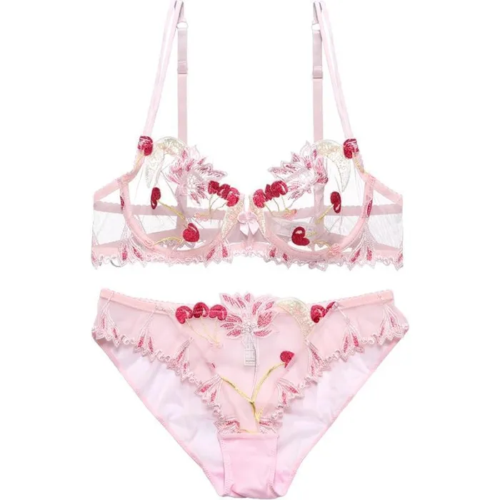 Bras Bra Sets Little Cherry Lingerie Set Kawaii Women House of Dasein Anal
