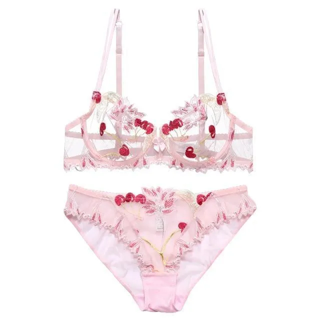 Bras Bra Sets Little Cherry Lingerie Set Kawaii Women House of Dasein Anal