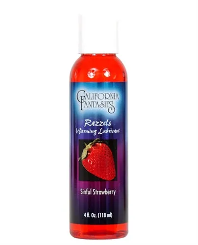 California Fantasies Lubricants Razzels Warming Lubricant Sinful Strawberry 4 Oz Bottle California Fantasies Lubricants Razzels Warming Lubricant Sinful Strawberry 4 Oz Bottle