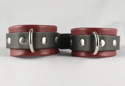 Cherry Leather Handcuffs in Dark Red Lady Lux Toys Restraints