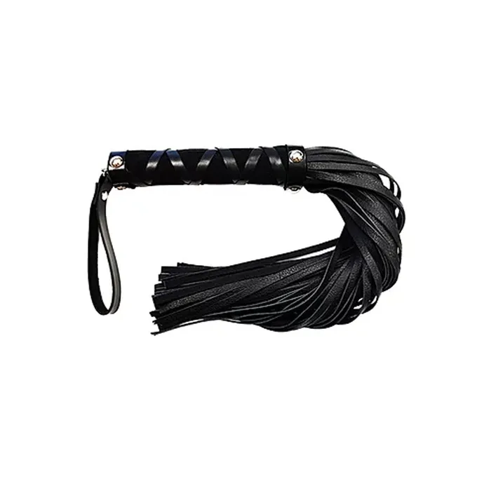 Rouge Group LTD Restraints Short Leather Flogger Studded Handle Blk
