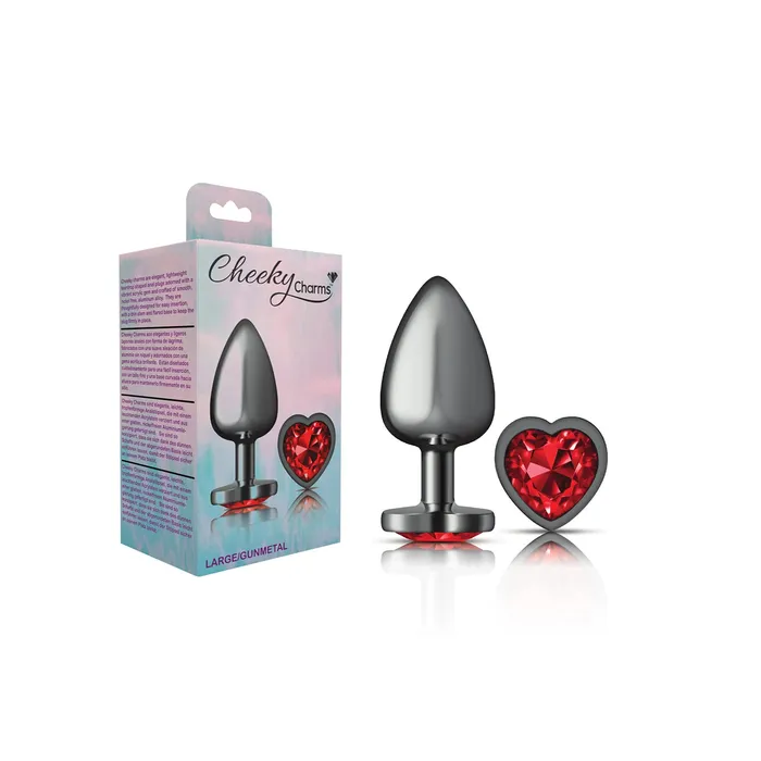 Viben Cheeky Charms Heart Deep Red Large Gunmetal Butt Plug Anal