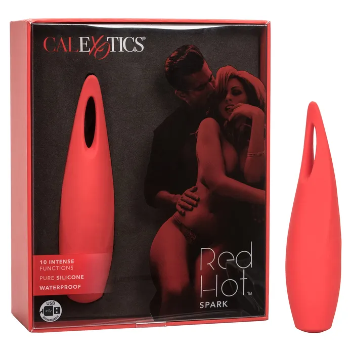 Vibrators CalExotics Calexotics Red Hot Spark 10Function Waterproof Vibrator Rechargeable Silicone Compact Vibe Adult Sex Massager For Couples Red Vibrators CalExotics Calexotics Red Hot Spark 10Function Waterproof Vibrator Rechargeable Silicone Compact Vibe Adult Sex Massager For Couples Red