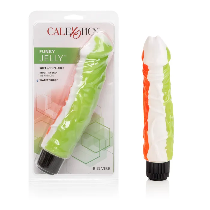 Vibrators Funky Jelly Vibe 8 Inches OrangeGreen CalExotics