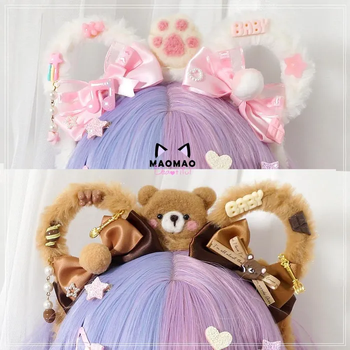 Vibrators House of Dasein Hair Accessories Plush Teddy Bear Ears Headband Lolita Ddlg Cosplay Kawaii