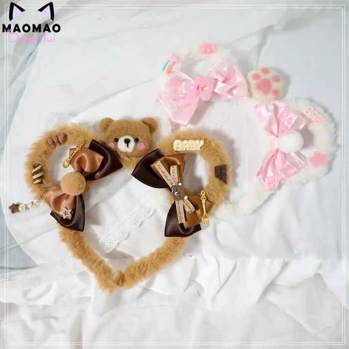 Vibrators House of Dasein Hair Accessories Plush Teddy Bear Ears Headband Lolita Ddlg Cosplay Kawaii