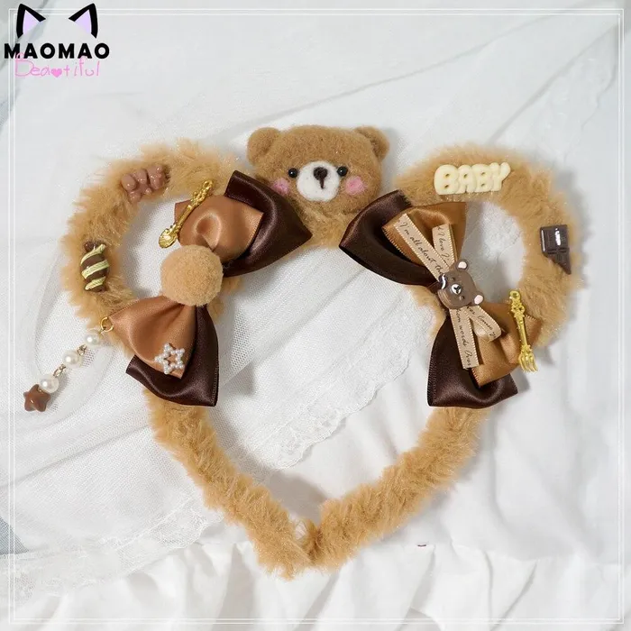 Vibrators House of Dasein Hair Accessories Plush Teddy Bear Ears Headband Lolita Ddlg Cosplay Kawaii