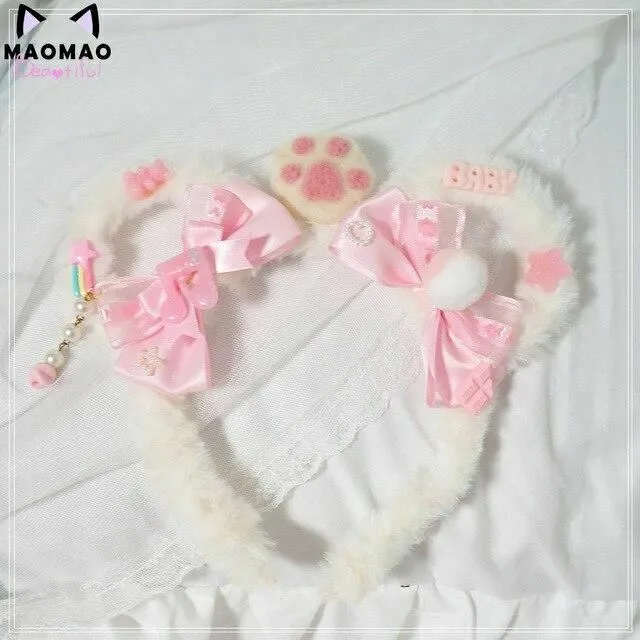 Vibrators House of Dasein Hair Accessories Plush Teddy Bear Ears Headband Lolita Ddlg Cosplay Kawaii
