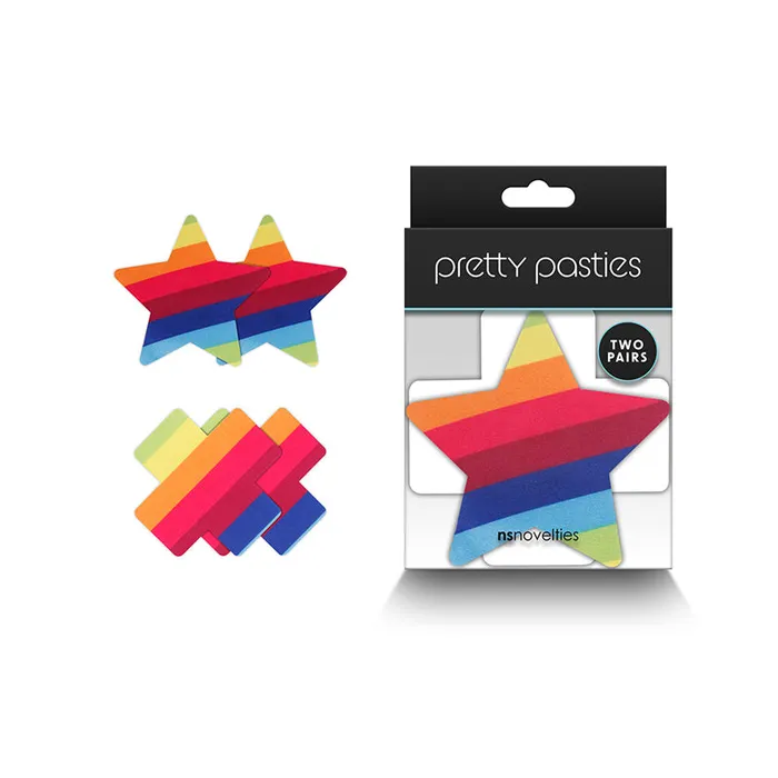 Vibrators New Sensations Novel Pretty Pasties Pride Crossstar Rain 2Pr