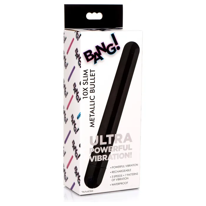 10x Slim Metallic Bullet Black XR Brands Bang Vibrators 10x Slim Metallic Bullet Black XR Brands Bang Vibrators