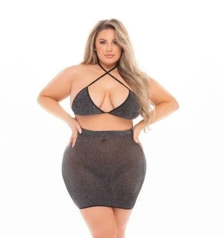 Anal Black Cherry 2Pc Skirt Set Pink Lipstick
