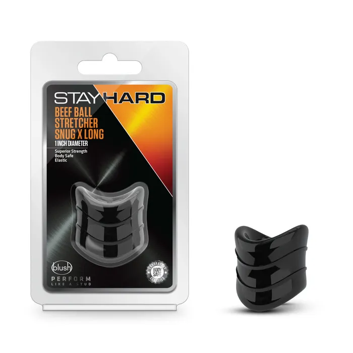 Anal Blush Novelties Stay Hard Beef Ball Stretcher Snug X Long 1 Inch Diameter Black Anal Blush Novelties Stay Hard Beef Ball Stretcher Snug X Long 1 Inch Diameter Black