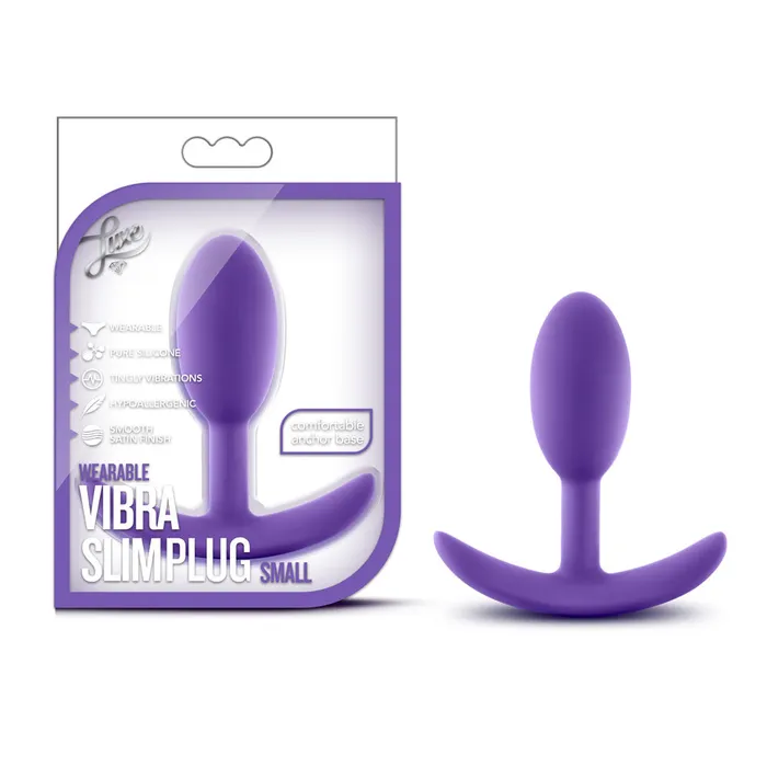 Blush Novelties Luxe Wearable Vibra Slim Plug Small Purple Anal