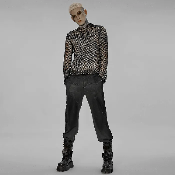EVEs SECRETS Anal Edgy Gothic Punk Rhombus Mesh Top for Stylish Appeal
