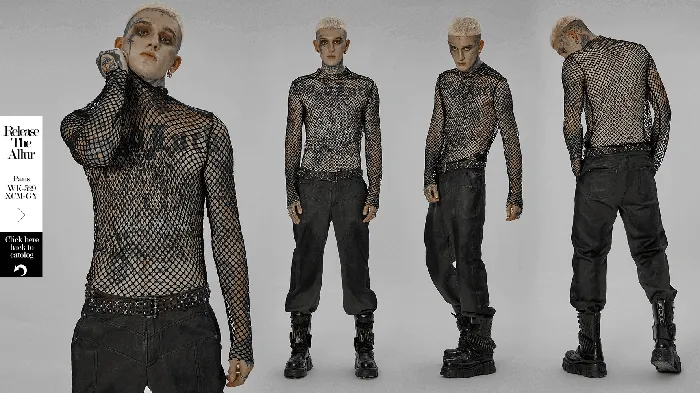 EVEs SECRETS Anal Edgy Gothic Punk Rhombus Mesh Top for Stylish Appeal
