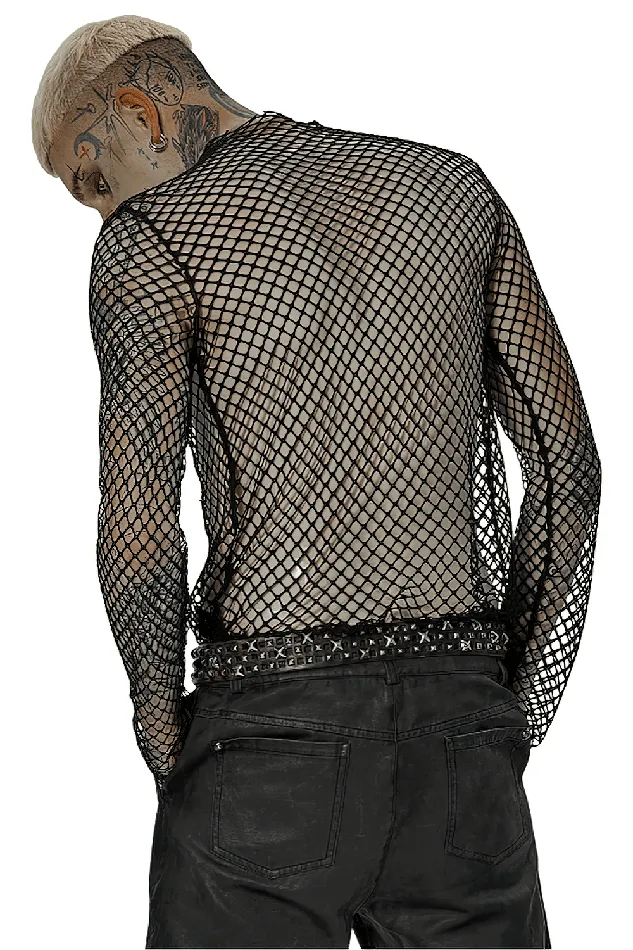 EVEs SECRETS Anal Edgy Gothic Punk Rhombus Mesh Top for Stylish Appeal
