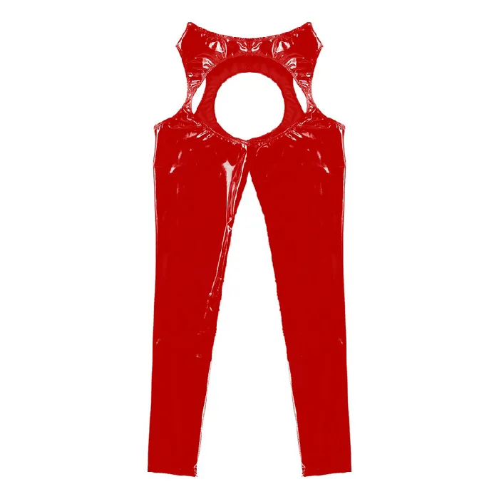 EVEs SECRETS Restraints Womens Wet Look High Waist Cutout Leggings Exotic Glossy Patent Leather Skinny Pants