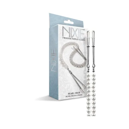 Global Novelties LLC Nixie Pearl Drop Beaded Tweezer Nipple Clamps Silver Anal Global Novelties LLC Nixie Pearl Drop Beaded Tweezer Nipple Clamps Silver Anal