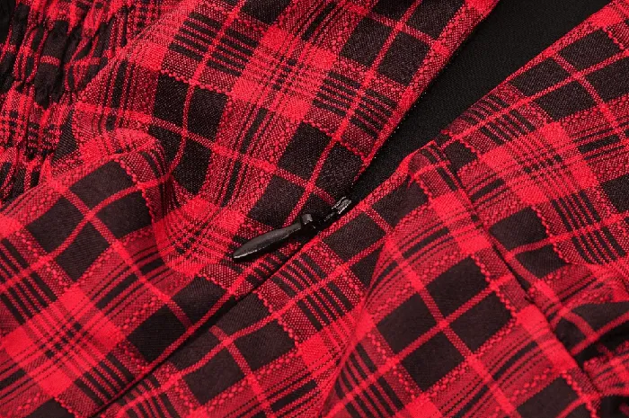 Gothic Red Plaid Corset Dress with Ruffled Accents EVEs SECRETS Vibrators