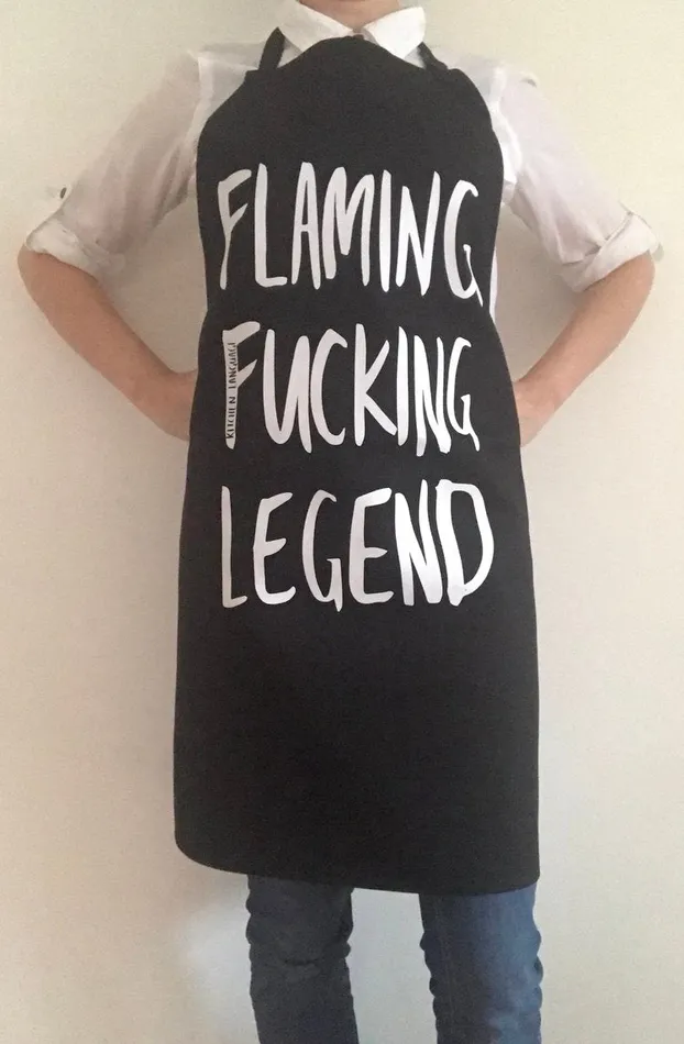 KITCHEN LANGUAGE Vibrators KITCHEN LANGUAGE FLAMING FUCKING LEGEND APRON