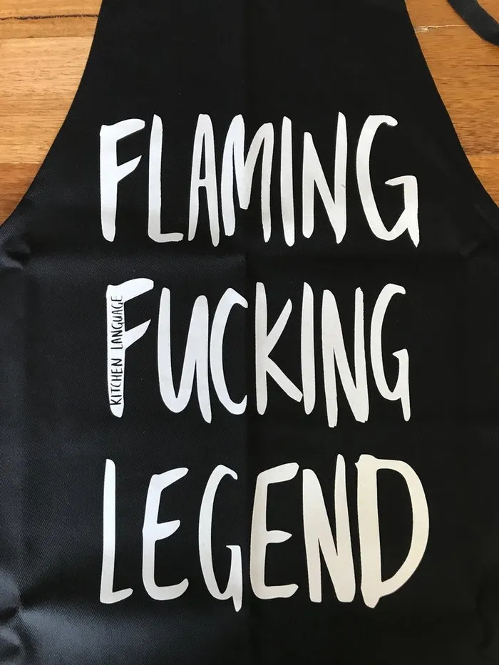 KITCHEN LANGUAGE Vibrators KITCHEN LANGUAGE FLAMING FUCKING LEGEND APRON