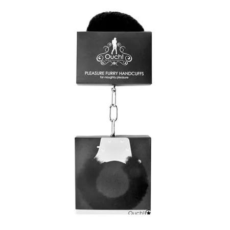 Ouch Pleasure Handcuffs Furry Black Purple Shots America LLC Vibrators