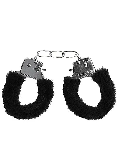 Ouch Pleasure Handcuffs Furry Black Purple Shots America LLC Vibrators