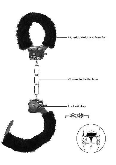 Ouch Pleasure Handcuffs Furry Black Purple Shots America LLC Vibrators