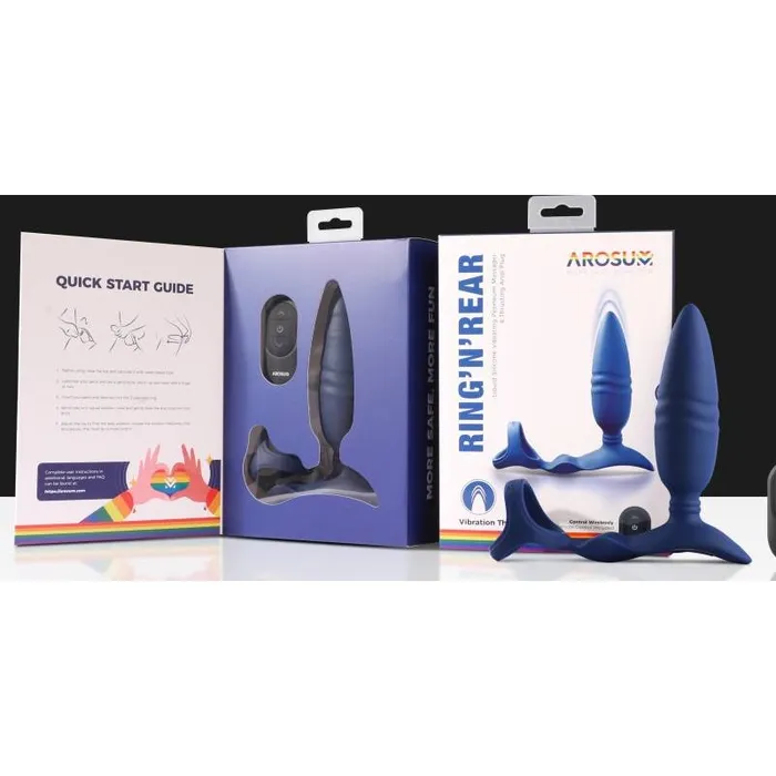 RingnRear Butt Plug Dual Thrusting Vibrating with Remote Arosum Anal