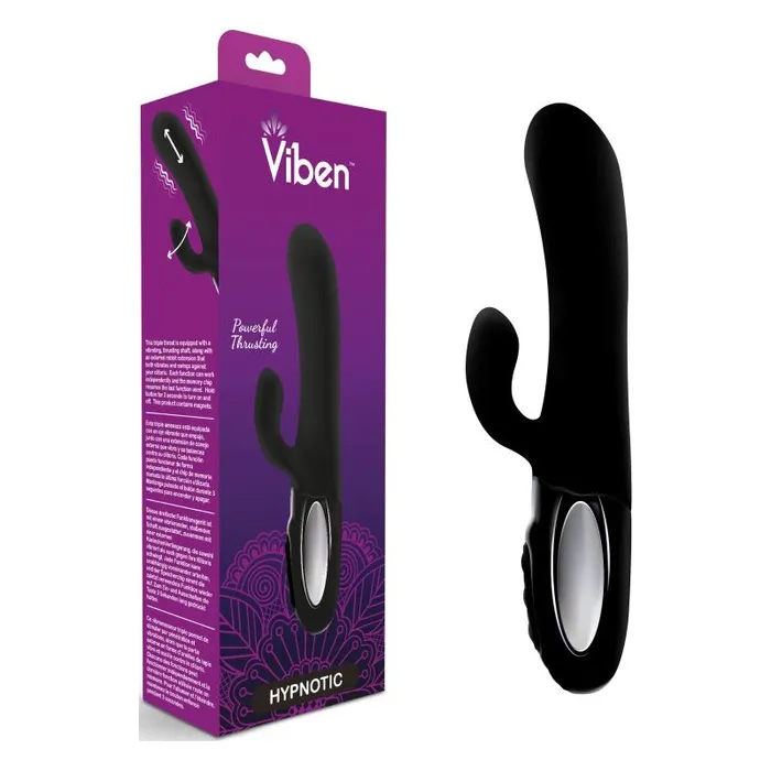 Vibrators Viben Hypnotic Thrusting Rabbit Vibe w Swinging Clit Stim Black Black Viben Vibrators Viben Hypnotic Thrusting Rabbit Vibe w Swinging Clit Stim Black Black Viben