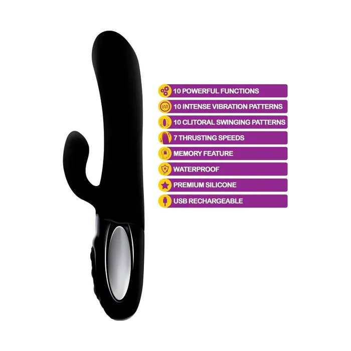 Vibrators Viben Hypnotic Thrusting Rabbit Vibe w Swinging Clit Stim Black Black Viben