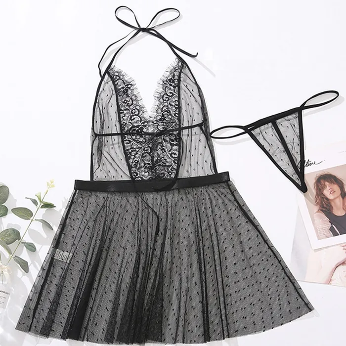Women Erotic Charming Sleepwear Lace Sleeveless Nightgown Seductive Chemise for Ladies EVEs SECRETS Anal