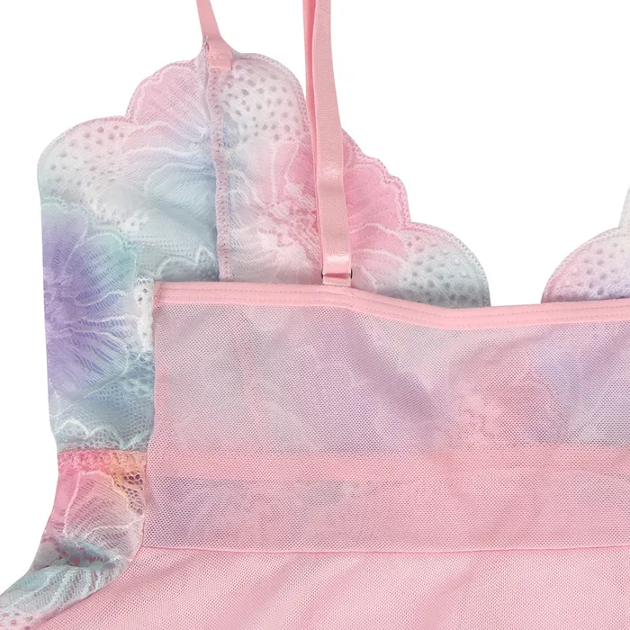 FRISKY BUSINESS SG Babydoll 2 Pcs Rainbow Flower Loose Sleepwear Anal