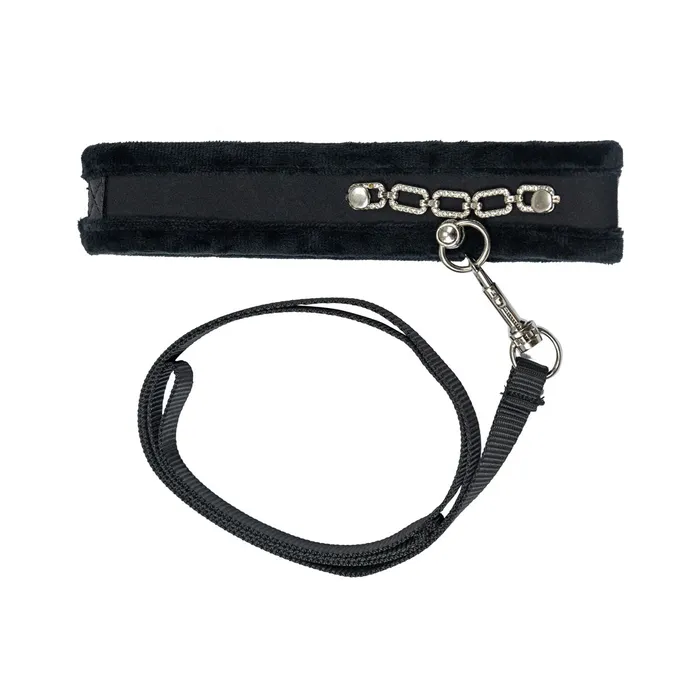 Punishment Anal Punishment Crystal Collar Leash Black