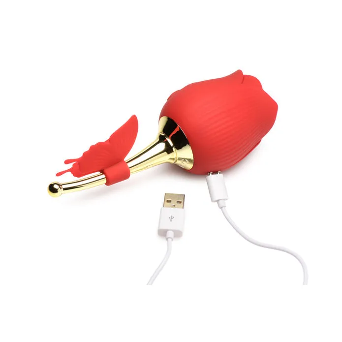 XR Brands Vibrators Bloomgasm Flutter Rose Sucking Rose w Butterfly Teaser