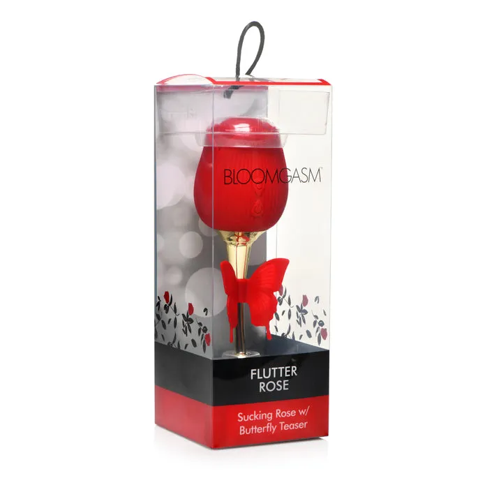 XR Brands Vibrators Bloomgasm Flutter Rose Sucking Rose w Butterfly Teaser
