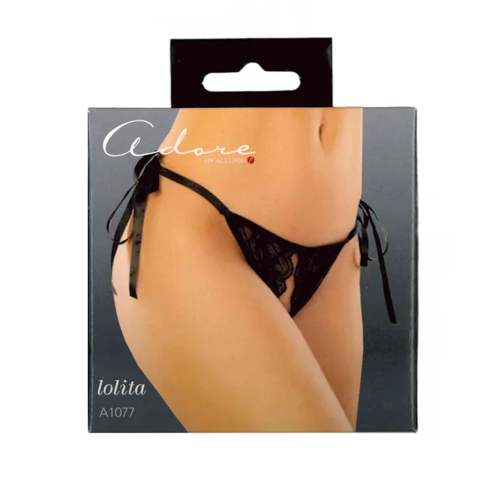 Allure Adore Crotchless Scalloped Lace Lolita Panty Black Allure Anal