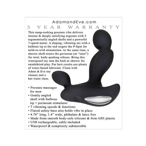 Anal Adam Eve Adams Vibrating Triple Probe Black Evolved Novelties INC