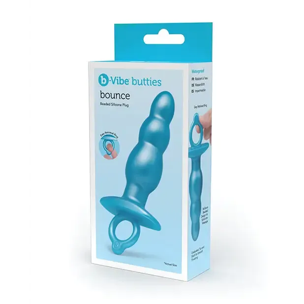 Anal Cotr INC BVibe Butties Beaded Tapered Plug Blue
