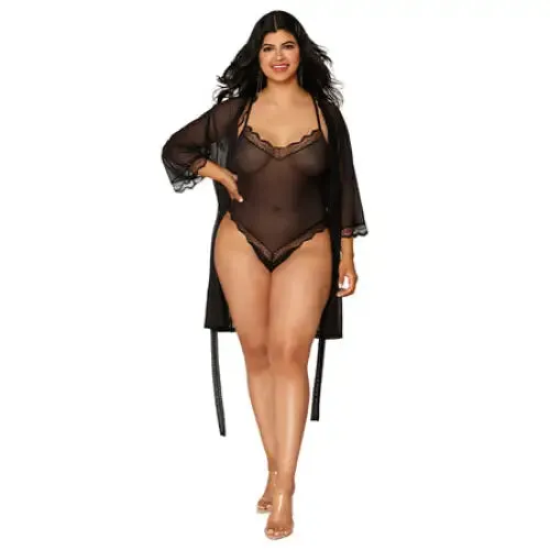 Anal Dreamgirl International Dreamgirl Mesh Robe Strappy Back Teddy With Lace Trim Black 3XL Hanging Anal Dreamgirl International Dreamgirl Mesh Robe Strappy Back Teddy With Lace Trim Black 3XL Hanging